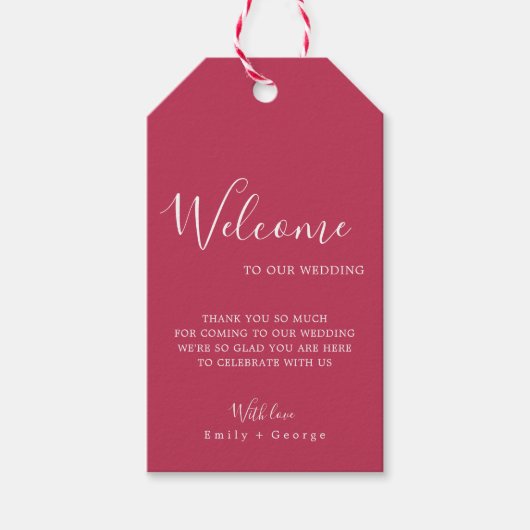 Elegant Simple Viva Magenta Modern Trendy Wedding Cadeaulabel (Voorkant)