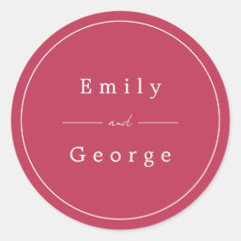 Elegant Simple Viva Magenta Modern Trendy Wedding Ronde Sticker