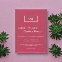 Elegant Simple Viva Magenta Monogram Lijst Weddens