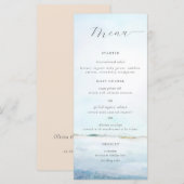 Elegant Simple Waterverf Beach Coastal Wedding Menu (Voorkant / Achterkant)