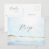 Elegant Simple Waterverf Beach Wedding Meal RSVP Uitnodiging Briefkaart (Voorkant / Achterkant)