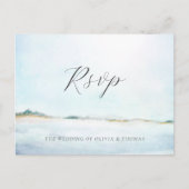Elegant Simple Waterverf Beach Wedding Meal RSVP Uitnodiging Briefkaart (Voorkant)