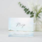 Elegant Simple Waterverf Beach Wedding Meal RSVP Uitnodiging Briefkaart (Staand voorkant)