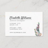 Elegant Simple Waterverf Cactus Script Boho Pots Visitekaartje (Achterkant)