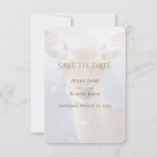 Elegant Simple Waterverf Deer Snow Save The Date