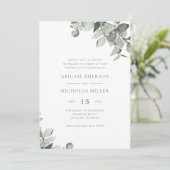 Elegant Simple Waterverf Eucalyptus Wedding Invit Kaart (Staand voorkant)
