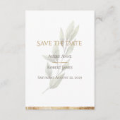 Elegant Simple Waterverf Gold Greenery Modern Save The Date (Voorkant)