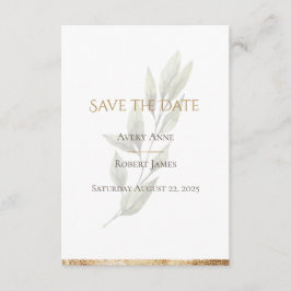 Elegant Simple Waterverf Gold Greenery Modern Save The Date