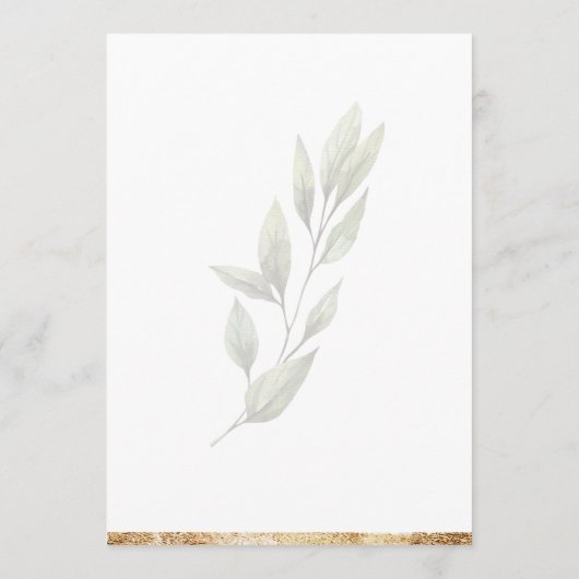 Elegant Simple Waterverf Greenery Gold Wedding Kaart (Achterkant)