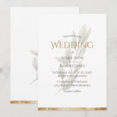 Elegant Simple Waterverf Greenery Gold Wedding Kaart (Voorkant / Achterkant)
