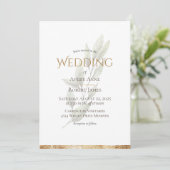 Elegant Simple Waterverf Greenery Gold Wedding Kaart (Staand voorkant)