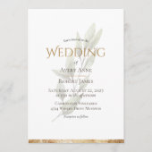 Elegant Simple Waterverf Greenery Gold Wedding Kaart (Voorkant)