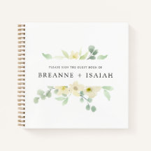 Elegant Simple Waterverf Greenery Guest Book