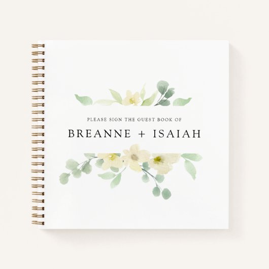 Elegant Simple Waterverf Greenery Guest Book Notitieboek (Voorkant)