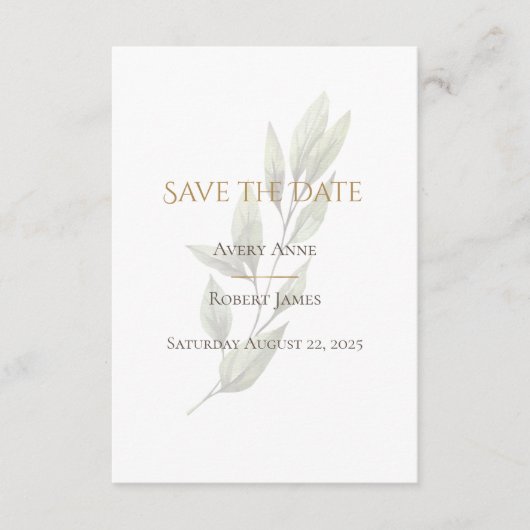 Elegant Simple Waterverf Greenery Modern Save The Date (Voorkant)
