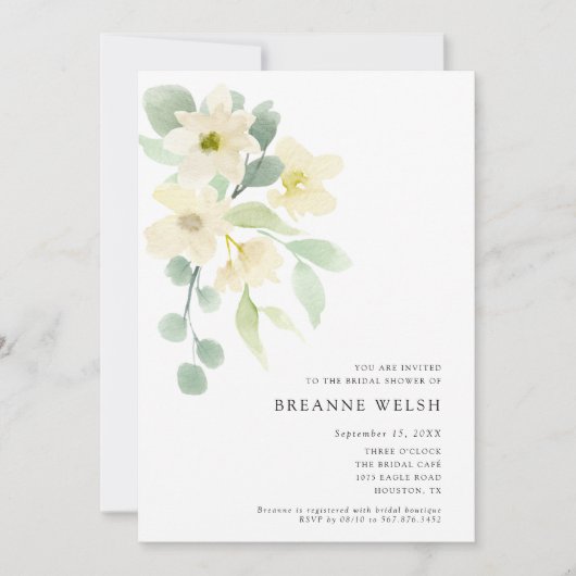 Elegant Simple Waterverf Greenery Vrijgezellenfees Kaart (Voorkant)