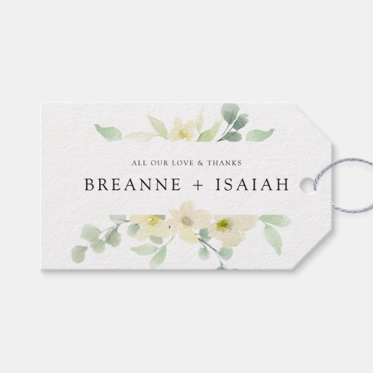 Elegant Simple Waterverf Greenery Wedding Favor Cadeaulabel (Voorkant (Horizontaal))