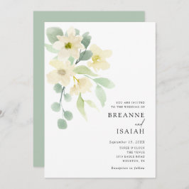 Elegant Simple Waterverf Greenery Wedding | Kaart