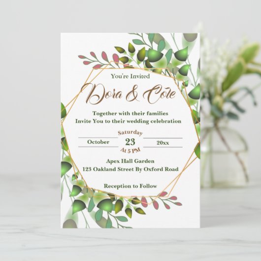Elegant Simple Waterverf Greenery Wedding Kaart