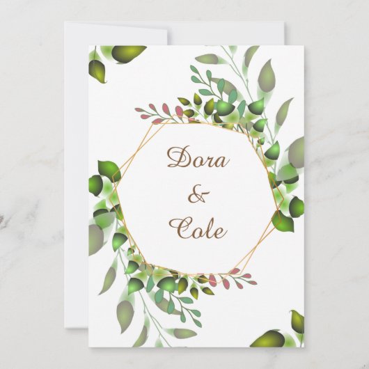 Elegant Simple Waterverf Greenery Wedding Kaart (Achterkant)