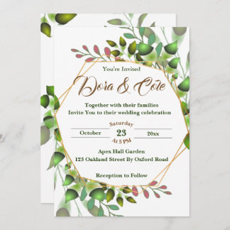 Elegant Simple Waterverf Greenery Wedding Kaart