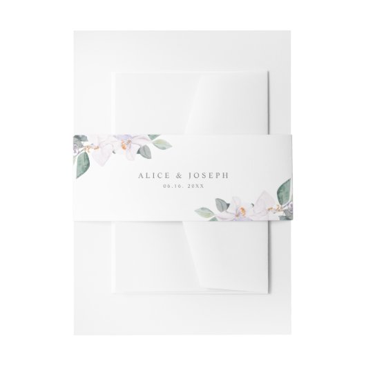 Elegant Simple Waterverf Paarse Orchids Weddenscha Uitnodigingen Wikkel (Voorkant Voorbeeld)