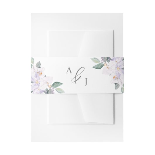 Elegant Simple Waterverf Paarse Orchids Weddenscha Uitnodigingen Wikkel (Voorkant Voorbeeld)