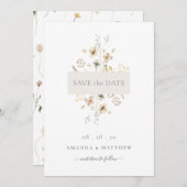 Elegant Simple  Waterverf Press Floral Save The Date (Voorkant / Achterkant)