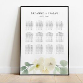 Elegant Simple Waterverf Seating Chart Poster