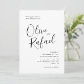 Elegant Simple Wedding Black-kalligrafie Kaart (Staand voorkant)