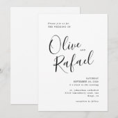 Elegant Simple Wedding Black-kalligrafie Kaart (Voorkant / Achterkant)