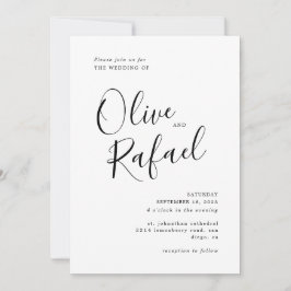 Elegant Simple Wedding Black-kalligrafie Kaart