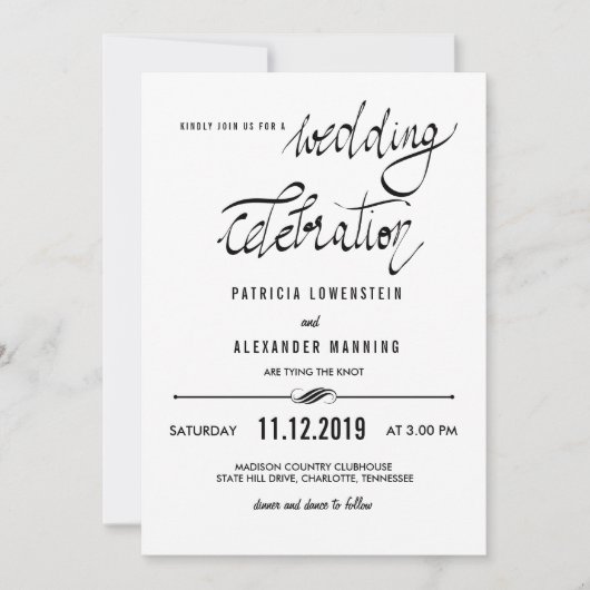 Elegant Simple Wedding Celebration Typografie Kaart (Voorkant)