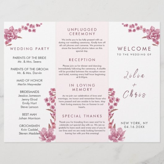 Elegant Simple Wedding Drievoudig Brochure Program (Voorkant)