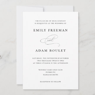 Elegant Simple Wedding Invitation Kaart