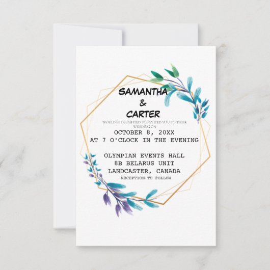 Elegant Simple Wedding Invitation Kaart (Voorkant)