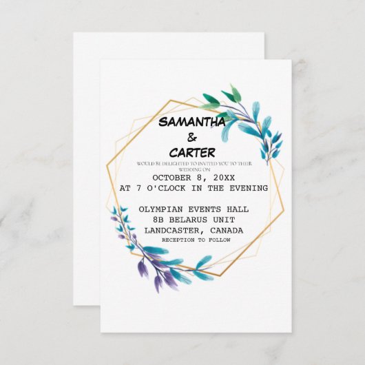 Elegant Simple Wedding Invitation Kaart (Voorkant / Achterkant)