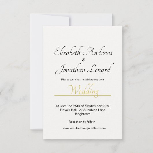 Elegant Simple Wedding Invitation Kaart (Voorkant)