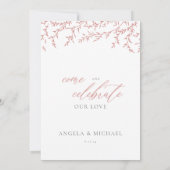 Elegant Simple Wedding Invitation Pink branche Kaart (Achterkant)