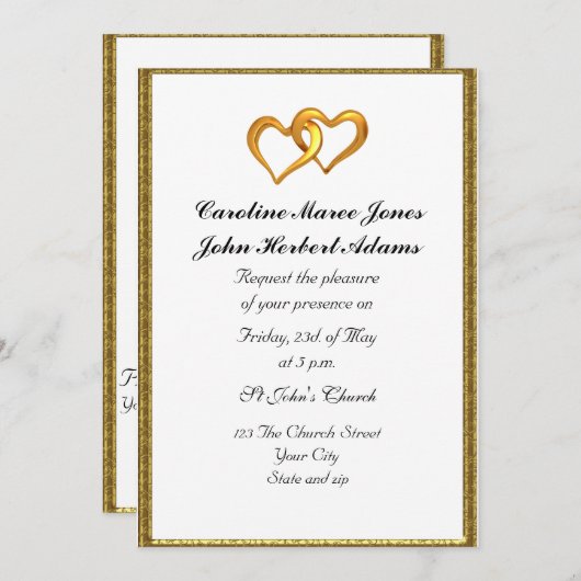 Elegant Simple Wedding Invitation White Kaart (Voorkant / Achterkant)