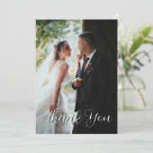 Elegant Simple Wedding Photo Champagne Gold Bedankkaart (Staand voorkant)