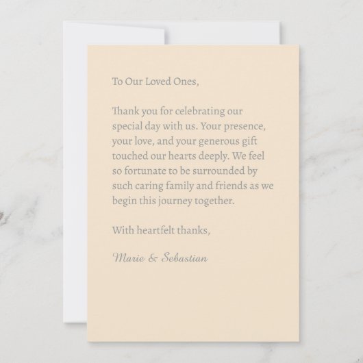 Elegant Simple Wedding Photo Champagne Gold Bedankkaart (Achterkant)