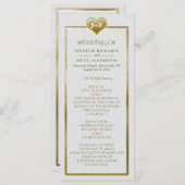 Elegant Simple Wedding Program met Gold Heart Programmakaart (Voorkant / Achterkant)