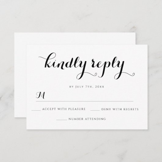 Elegant Simple Wedding RSVP Response Kaarten (Voorkant / Achterkant)