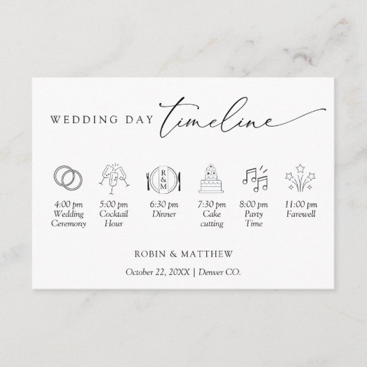 Elegant Simple Wedding-tijdlijn Informatiekaartje (Voorkant)