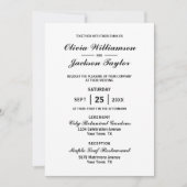 Elegant Simple White Black Wedding Kaart (Voorkant)