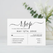 Elegant Simple White Black Wedding RSVP Kaartje (Staand voorkant)