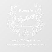 Elegant Simple White Botanical Wreatbakery Logo Raamsticker (Vel)