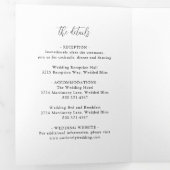 Elegant Simple White Daisy Floral Wedding Drieluik Uitnodiging (Binnenzijde eerst)