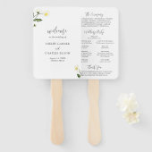 Elegant Simple White Daisy Floral Wedding Programm Handwaaier (Voorkant en achterkant)